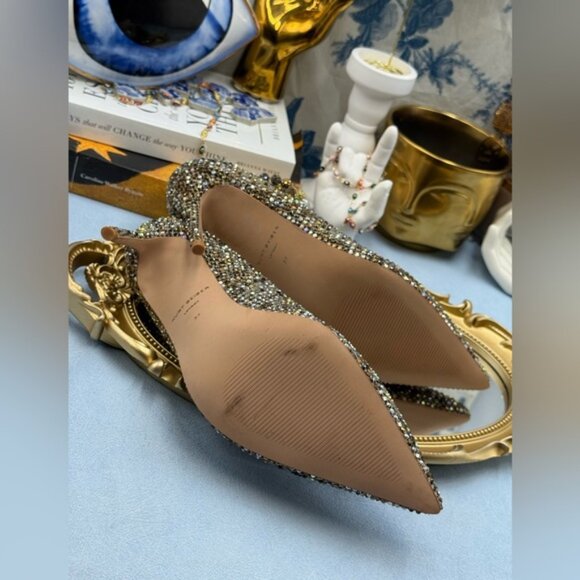 🆕 KURT GEIGER LONDON 🧿 NWOB Embellished Belgravia Jewel Pumps, Beige Combo Sz7 - Picture 14 of 15